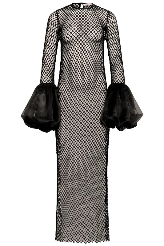 Lola Netted Dress Noir made by Fe Noel