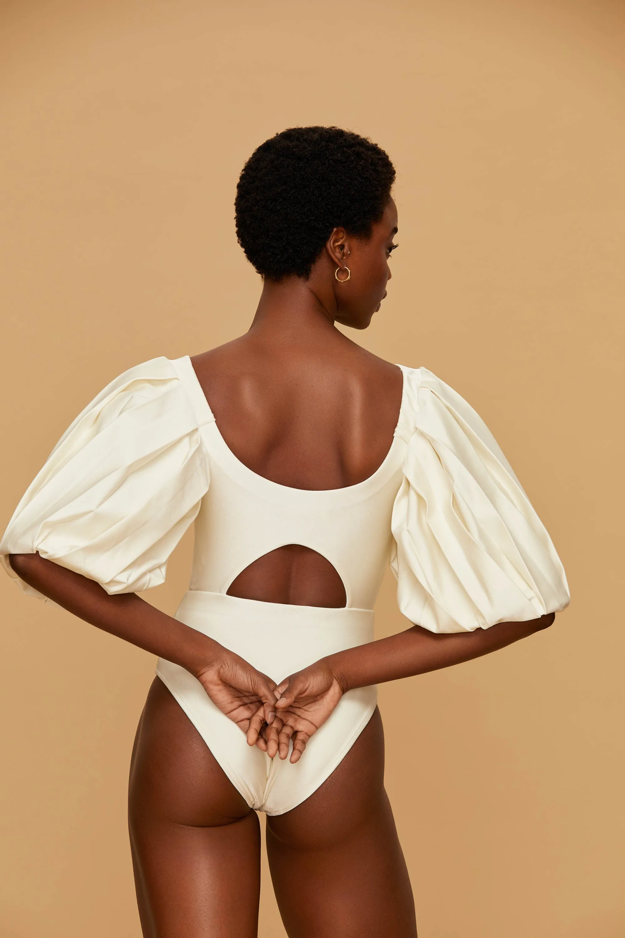 Off White Puff Sleeve Bodysuit sold by Fe Noel product image thumbnail 4