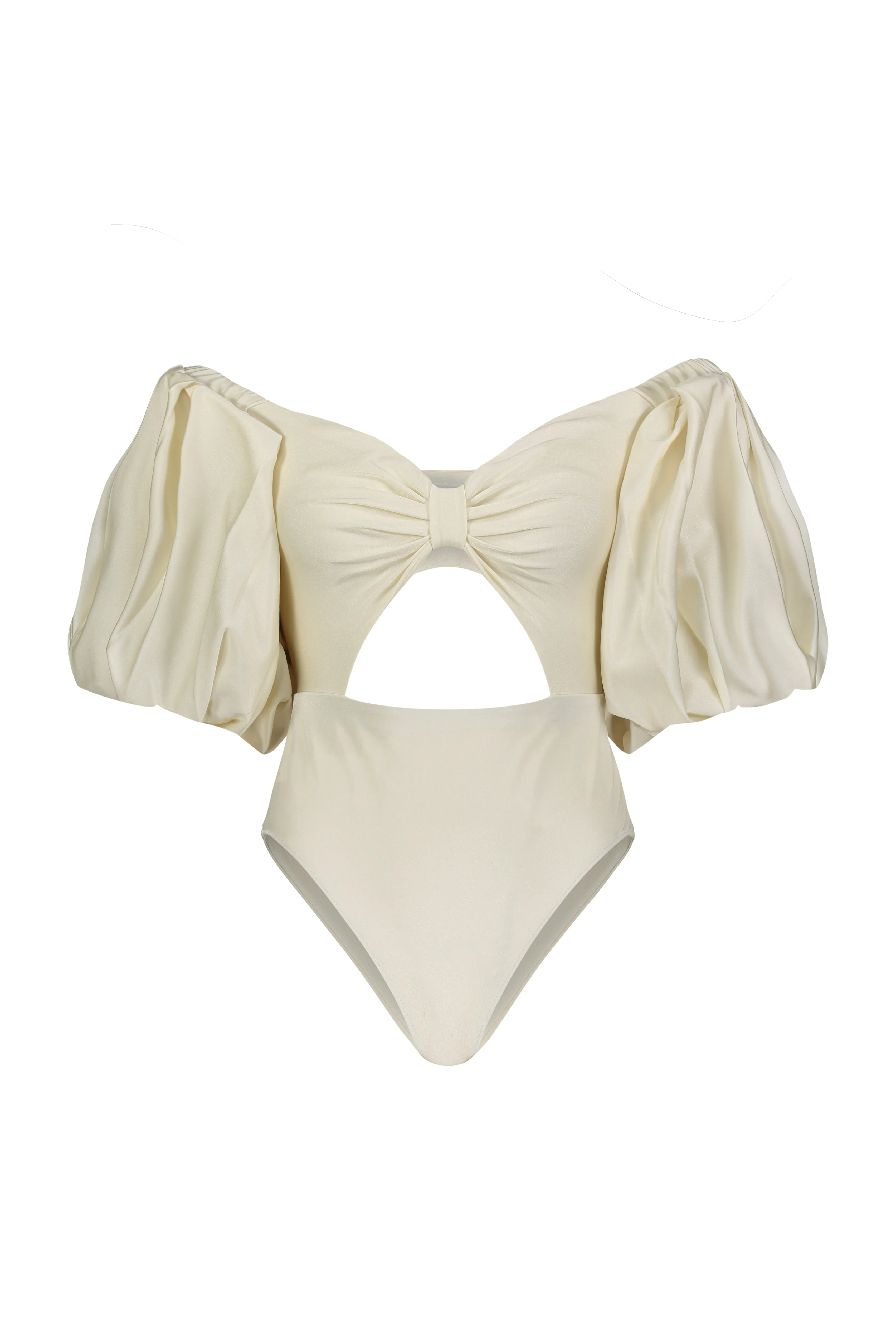 Off White Puff Sleeve Bodysuit sold by Fe Noel
