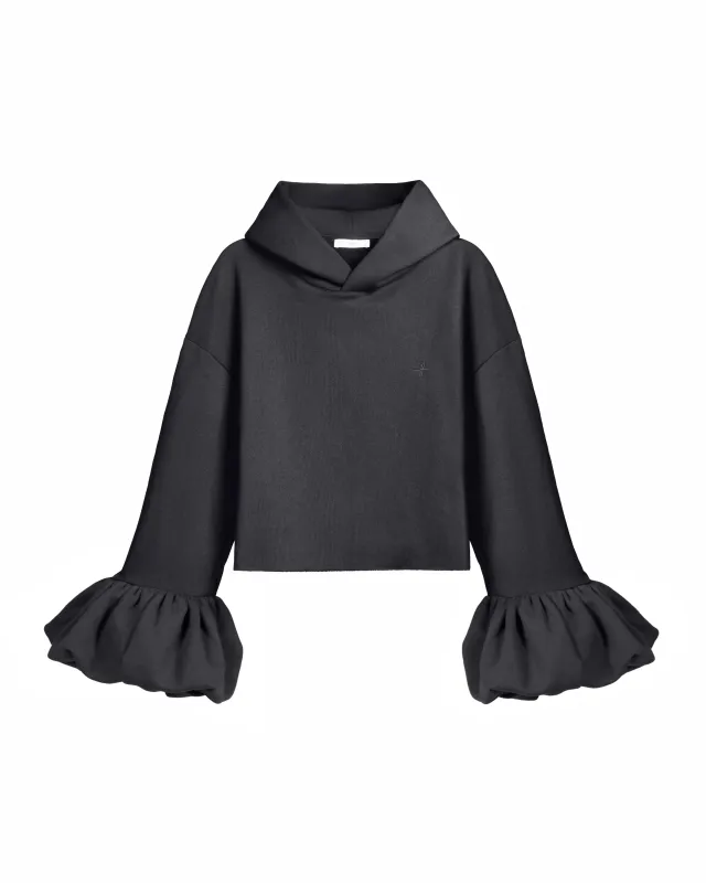 Charcoal Statement Sleeve Hoodie made by Fe Noel