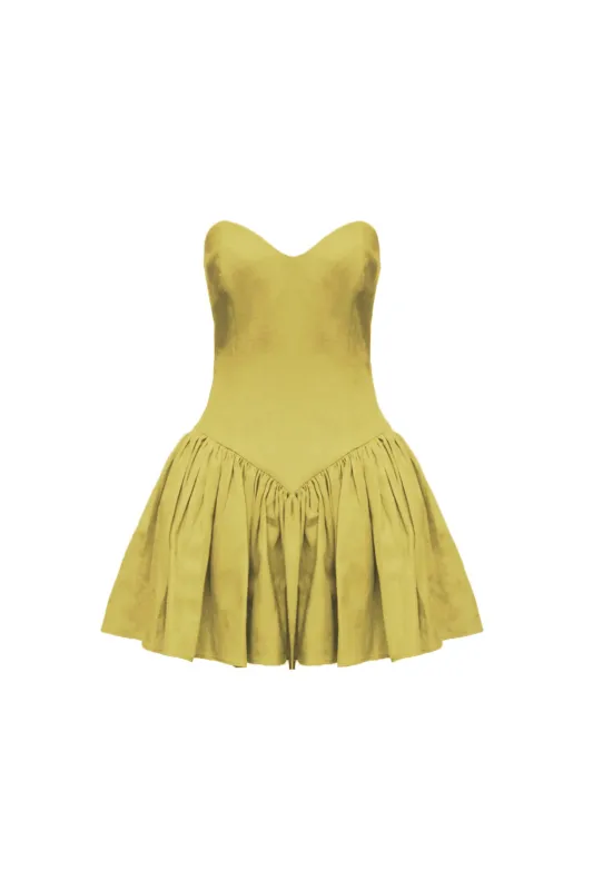 Vintage Yellow Georgia Sweetheart Dress Top made by Fe Noel