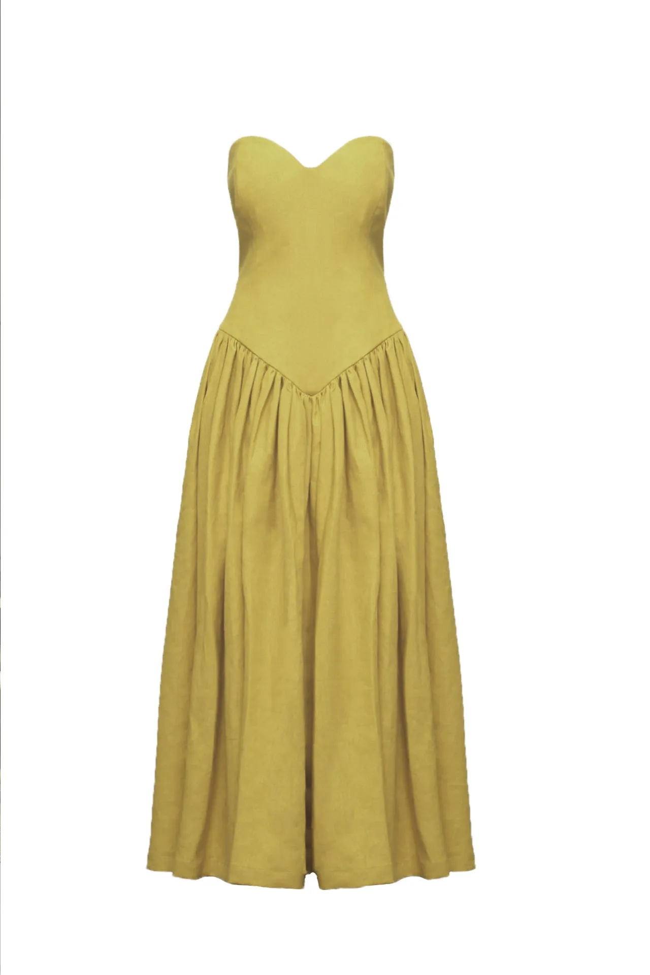 Vintage Yellow Georgia Sweetheart Midi Dress sold by Fe Noel