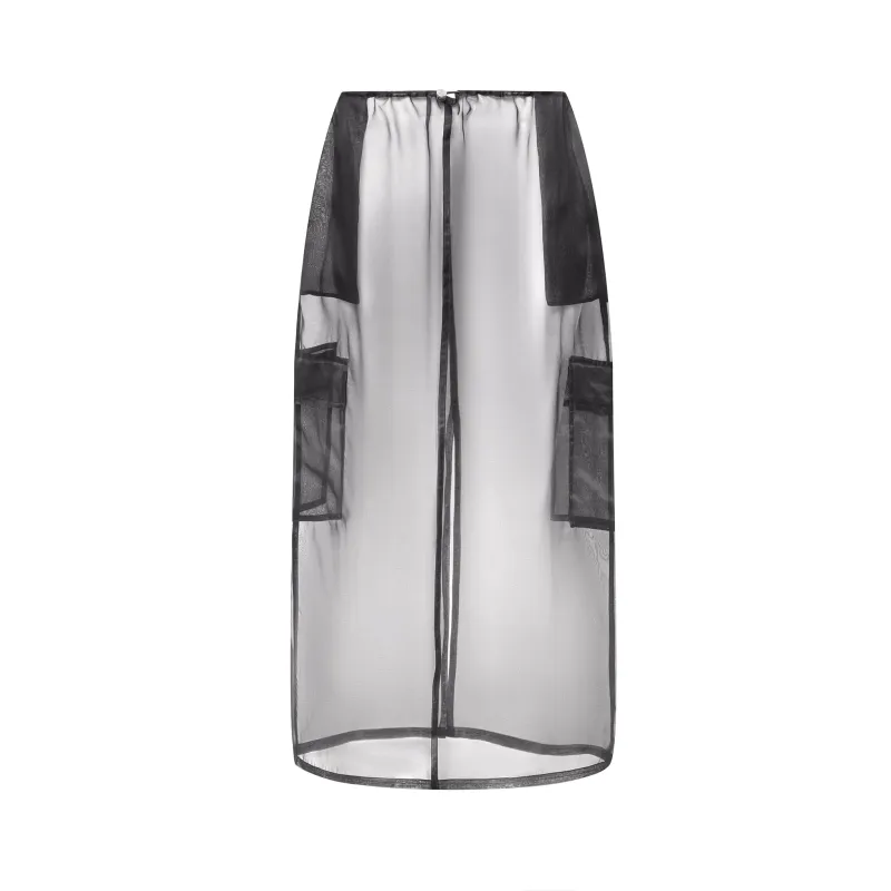 Noir Organza Cargo Skirt made by Fe Noel