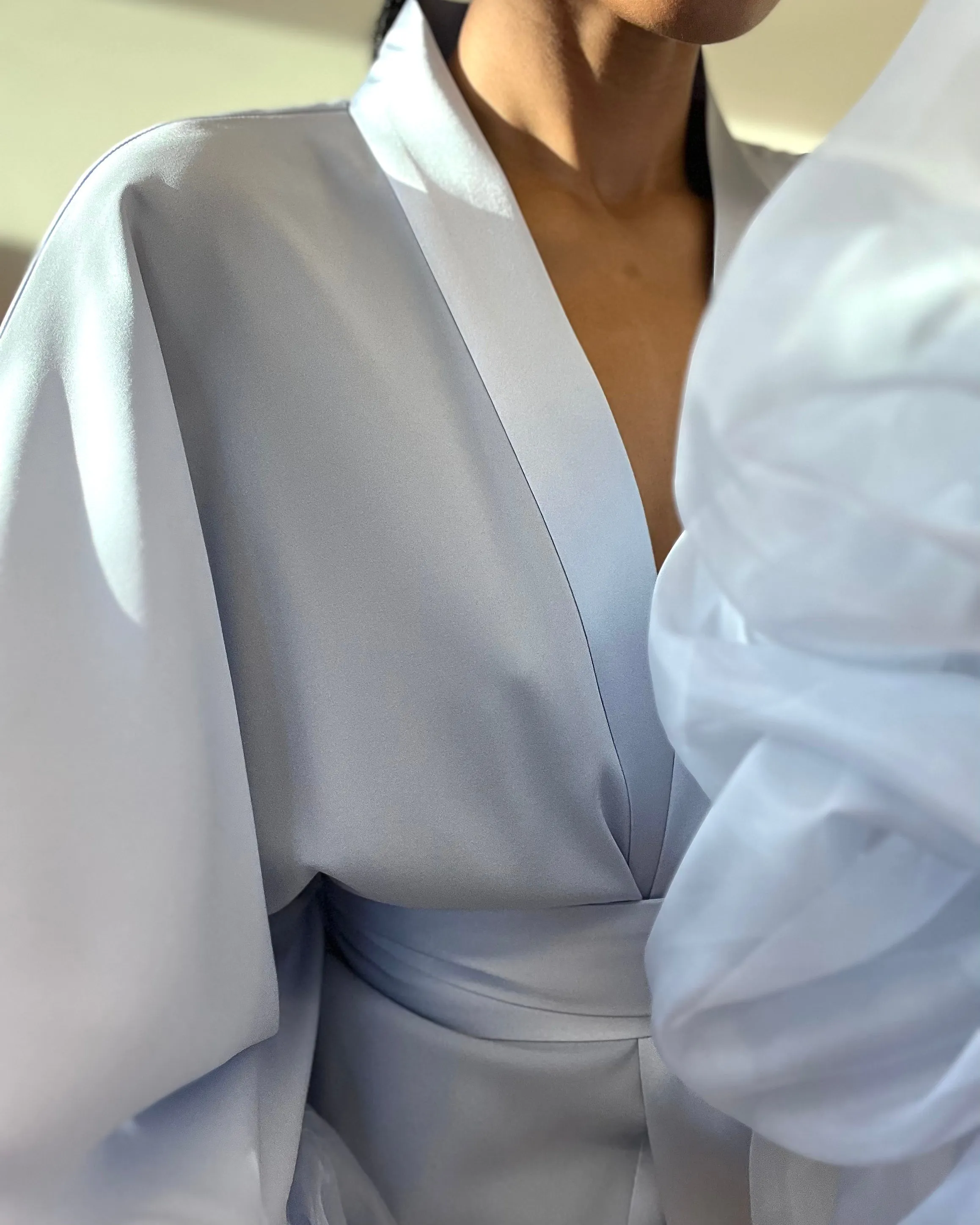 Lilac Ice Silk Wilted Sleeve Robe sold by Fe Noel product image thumbnail 5