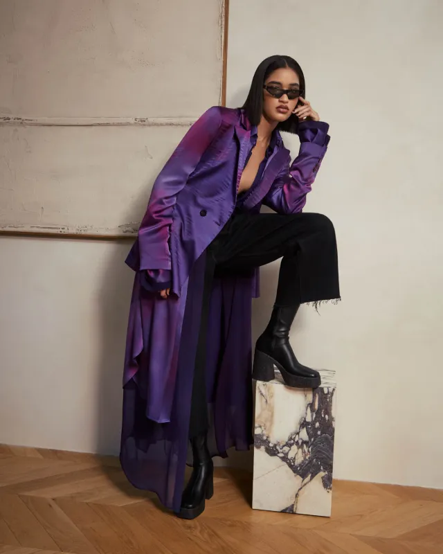 Oma Purple Chiffon Oversized Blouse made by Fe Noel