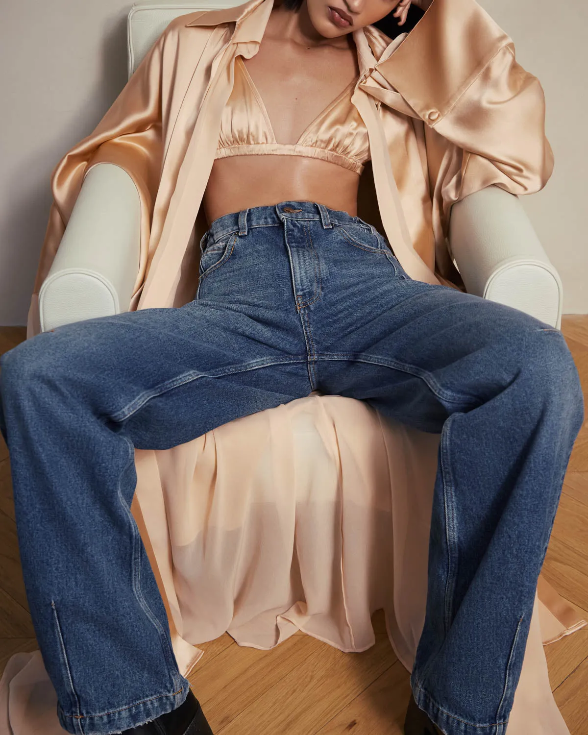 Oma Blush Chiffon Oversized Blouse sold by Fe Noel