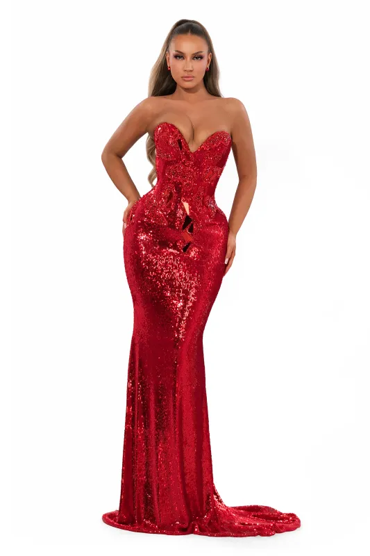 Crystal Mirror Sequin Gown made by Albina Dyla