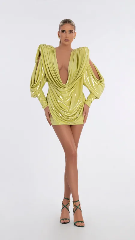 Short Green Draped Dress (US Edition) made by Albina Dyla
