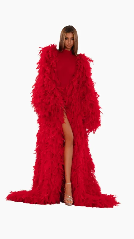 Scarlet Feather Coat made by Albina Dyla