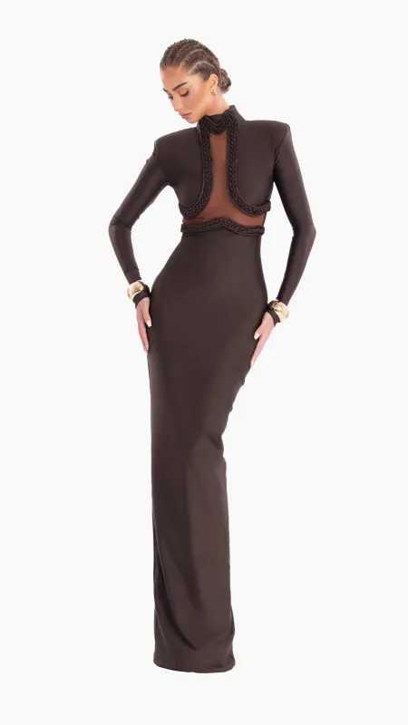 Espresso Elegance Gown made by Albina Dyla