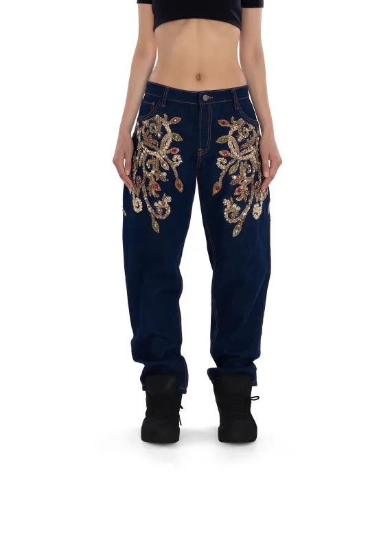 Embroidered women Jeans made by Albina Dyla