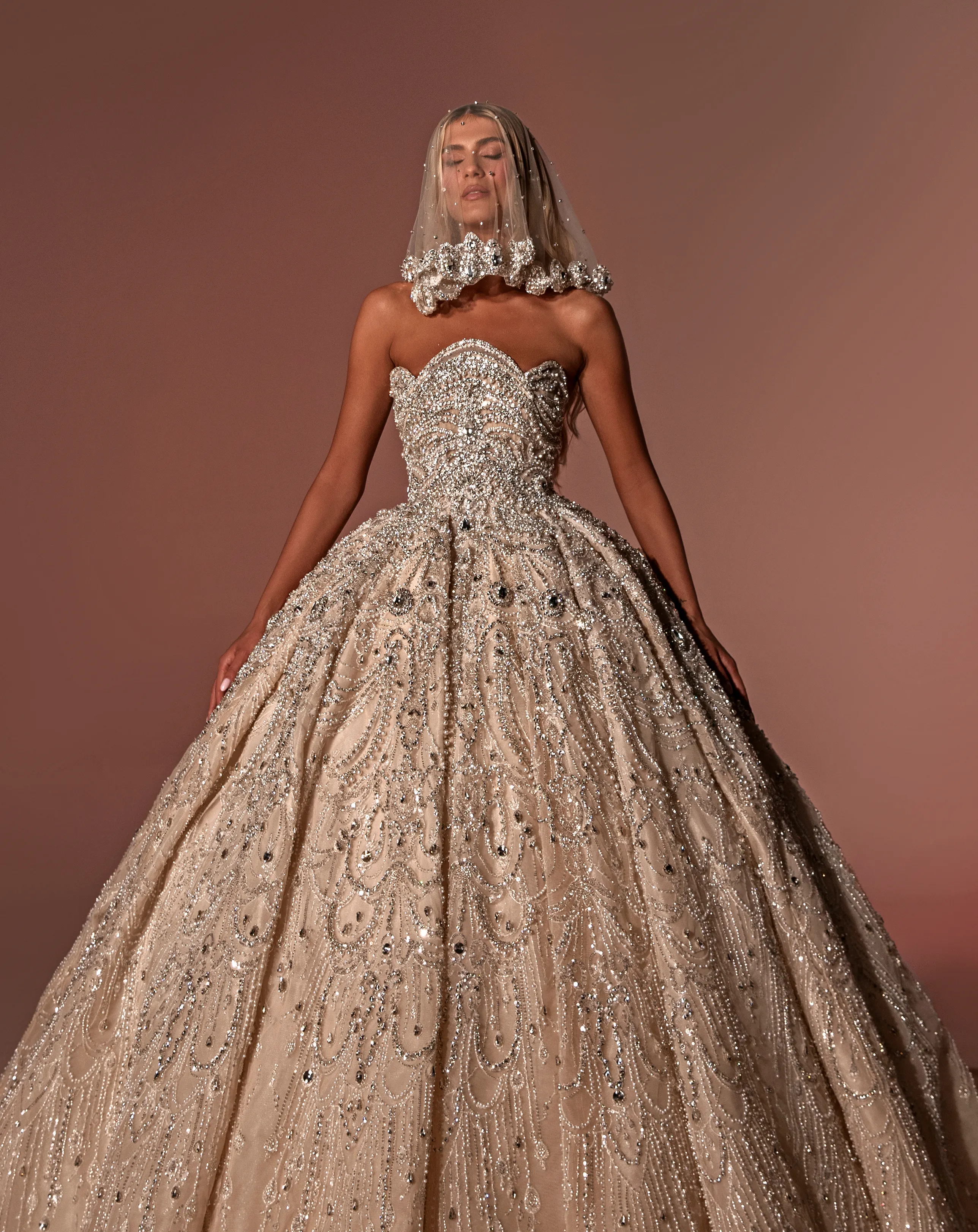 Unique Corset In Embroidered Bridal Dress With Veil sold by Albina Dyla product image thumbnail 2