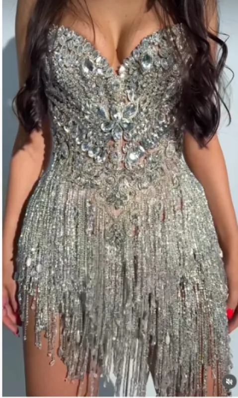 Short Silver Dress made by Albina Dyla