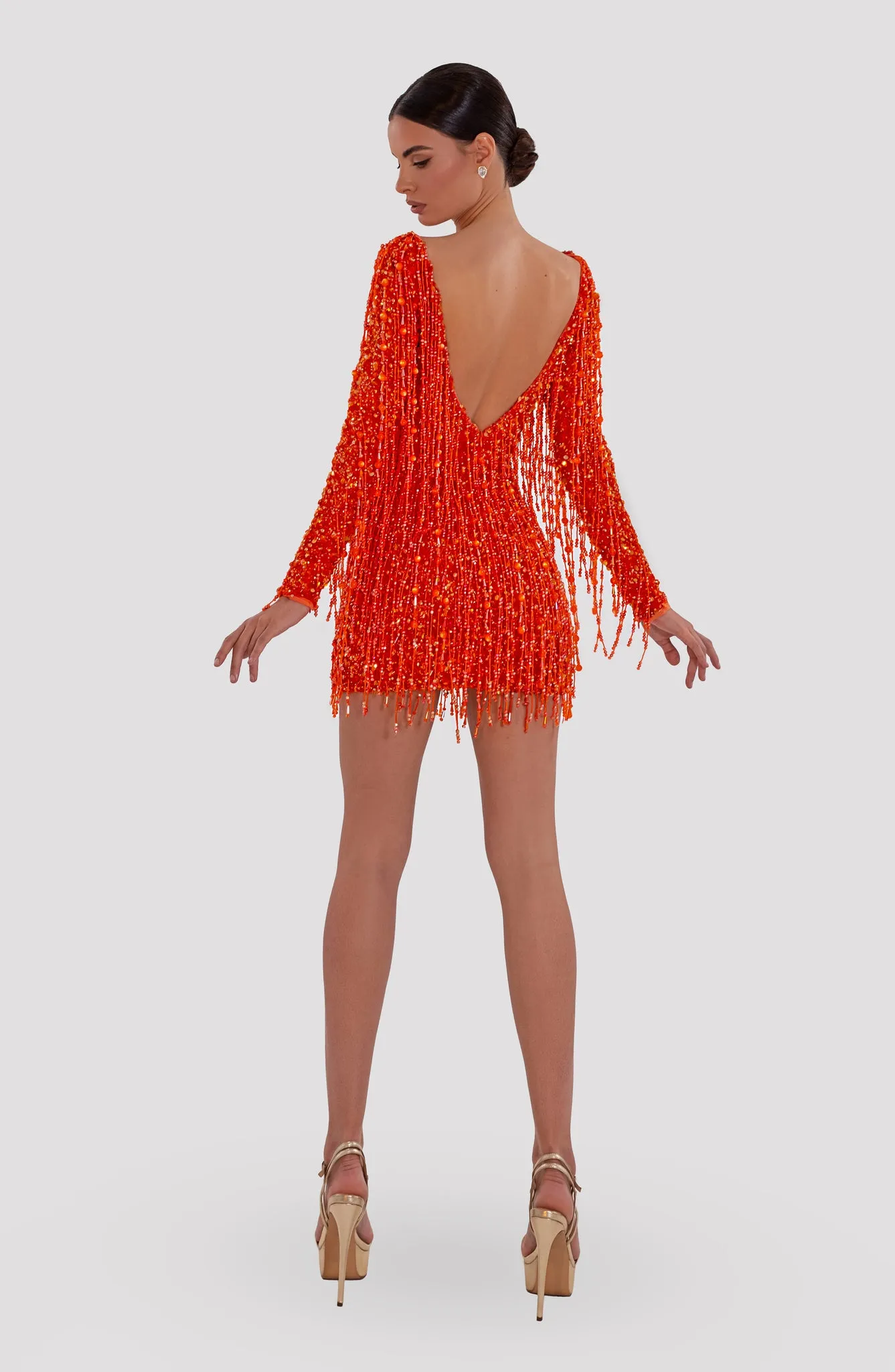 Orange Dress With Fringes sold by Albina Dyla product image thumbnail 2