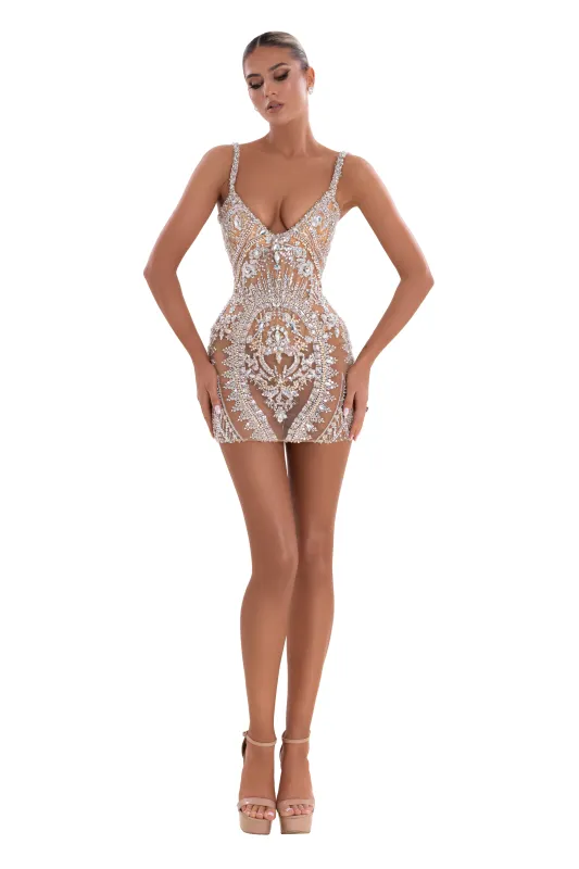 Short Glamorous Silver Dress (Limited Availability) made by Albina Dyla