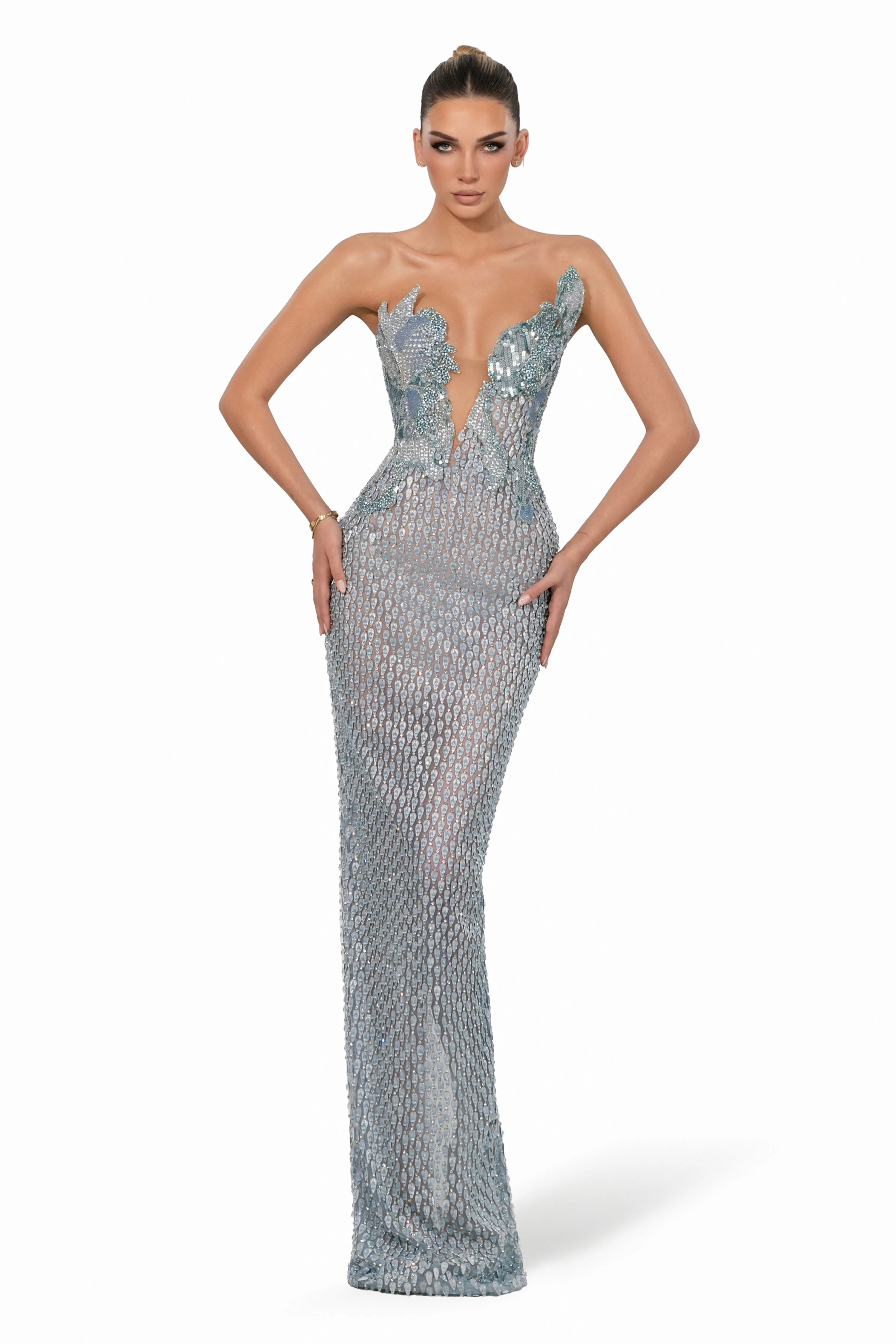 Deep V Crystal Gown sold by Albina Dyla