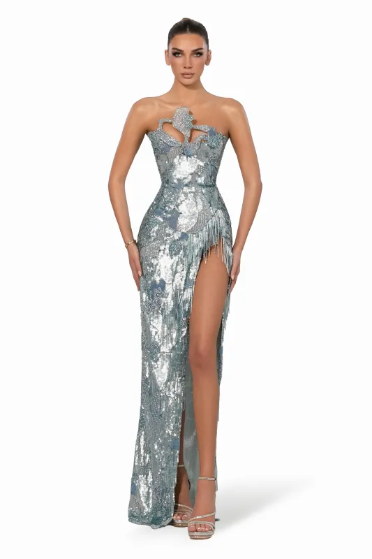 Embellished Strapless Gown made by Albina Dyla