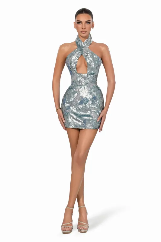 Sequin Halter Mini made by Albina Dyla