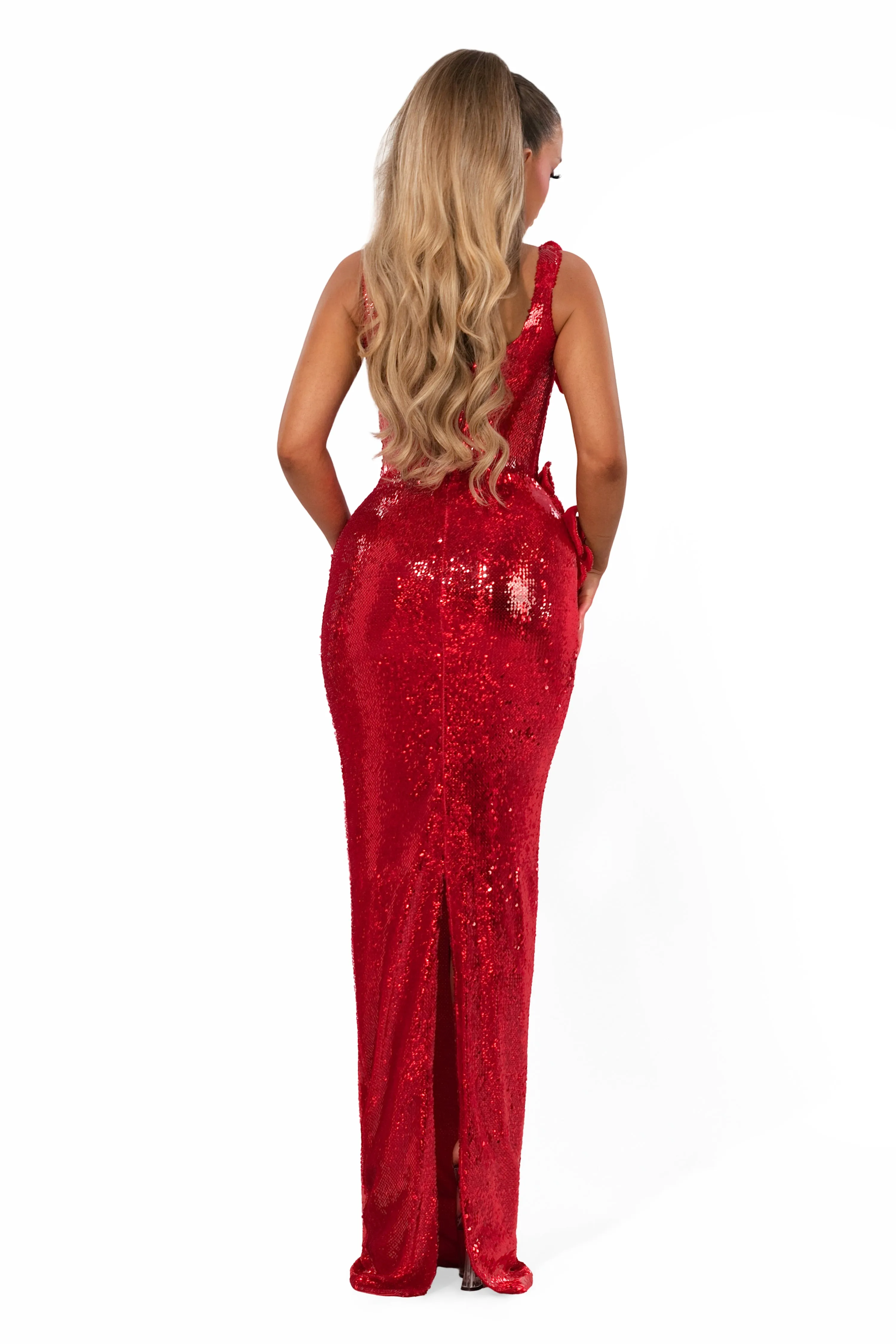 Floral One-Shoulder Sequin Gown (Limited Availability) sold by Albina Dyla product image thumbnail 2