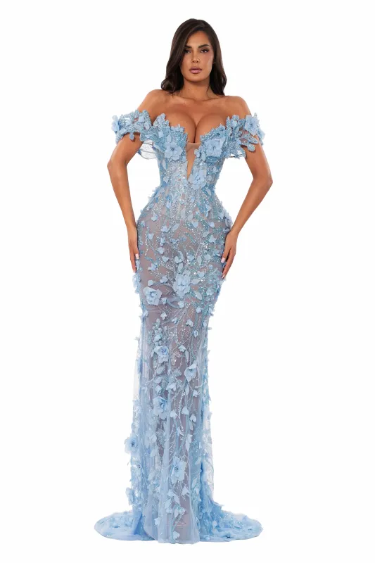 Off Shoulder Floral Gown made by Albina Dyla