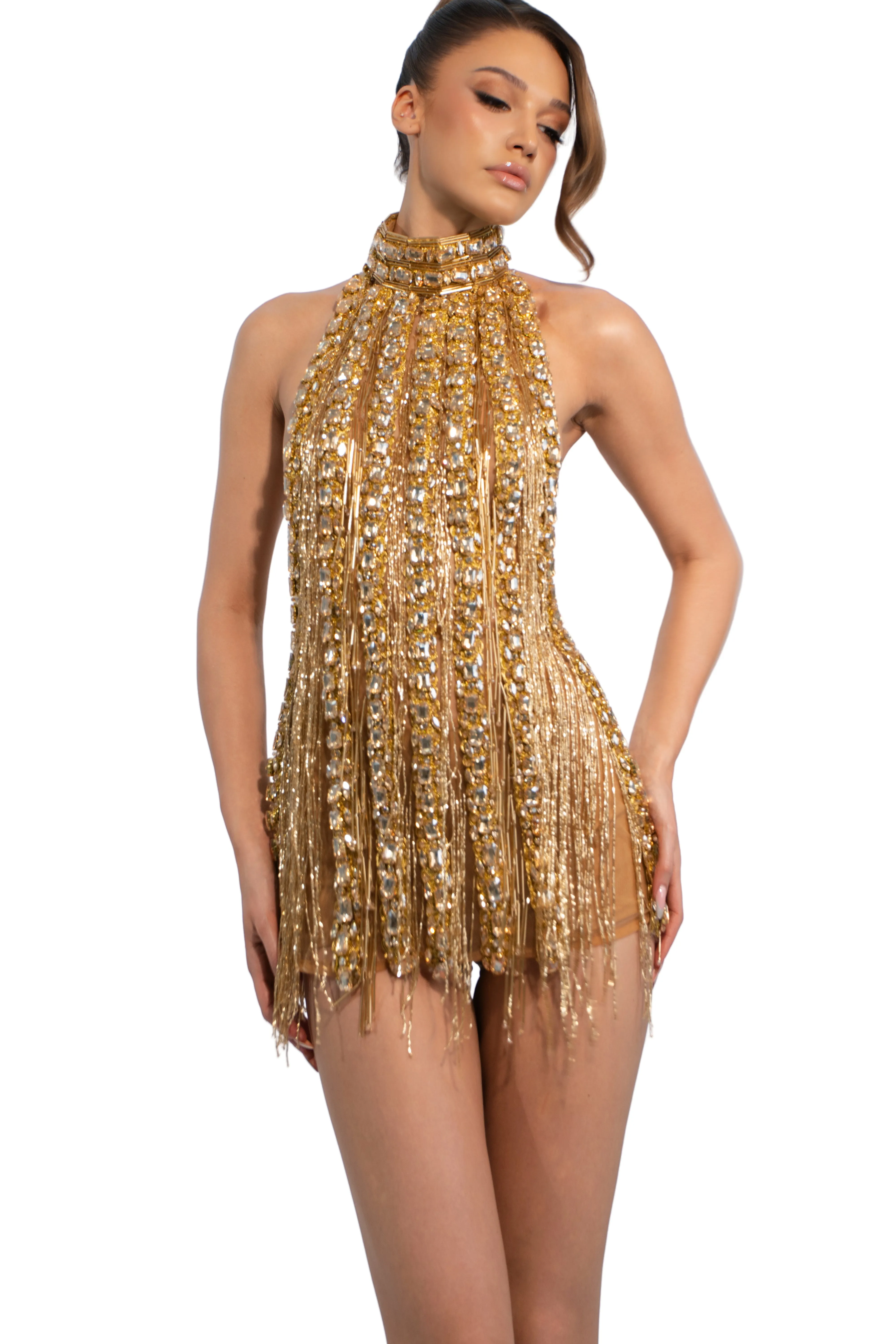 Embellished Fringe Mini Dress sold by Albina Dyla product image thumbnail 3