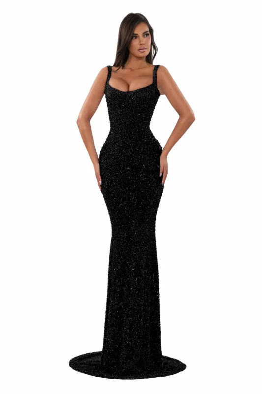 Crystal Strap Gown Black (Limited Availability) made by Albina Dyla