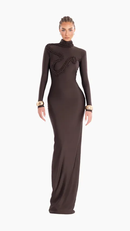 Chocolate Serpentine Gown (Limited Availability) made by Albina Dyla