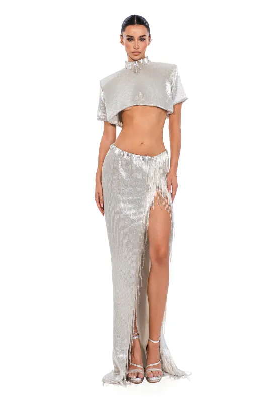 SILVER CRYSTAL CROP TEE made by Albina Dyla