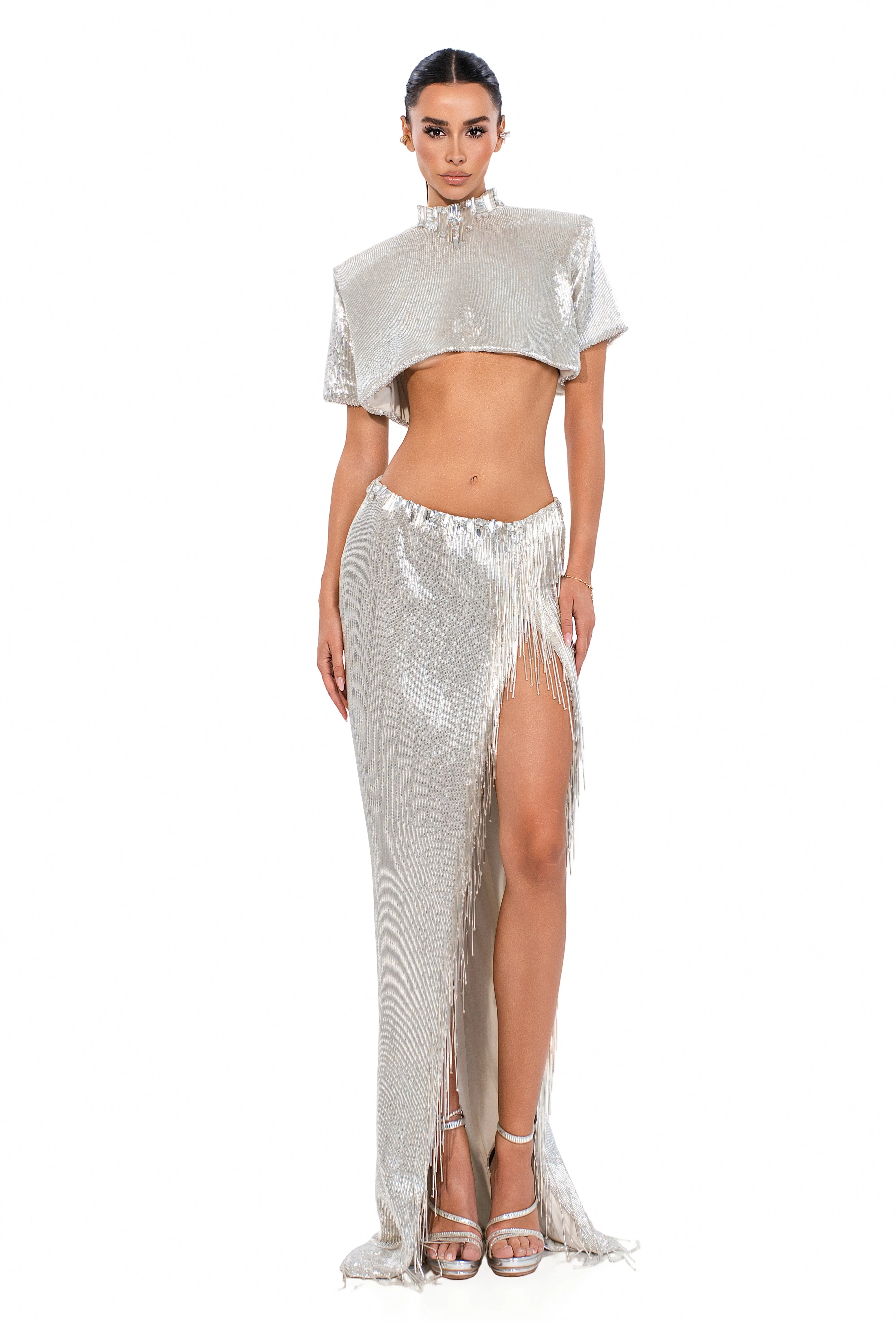 SILVER CRYSTAL CROP TEE sold by Albina Dyla