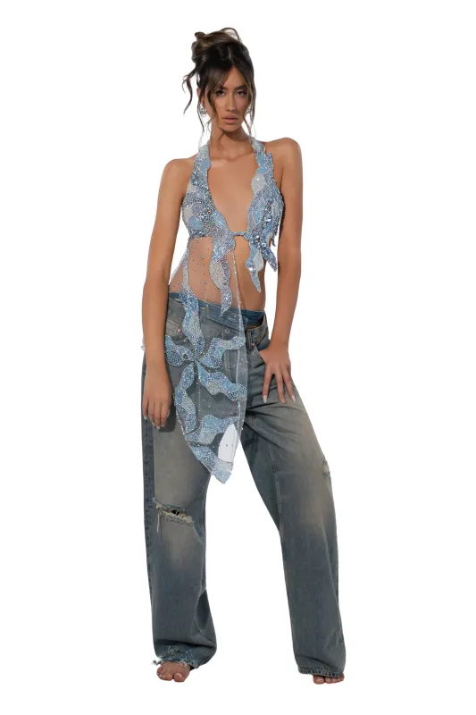 Sky Blue Asymmetric Top made by Albina Dyla