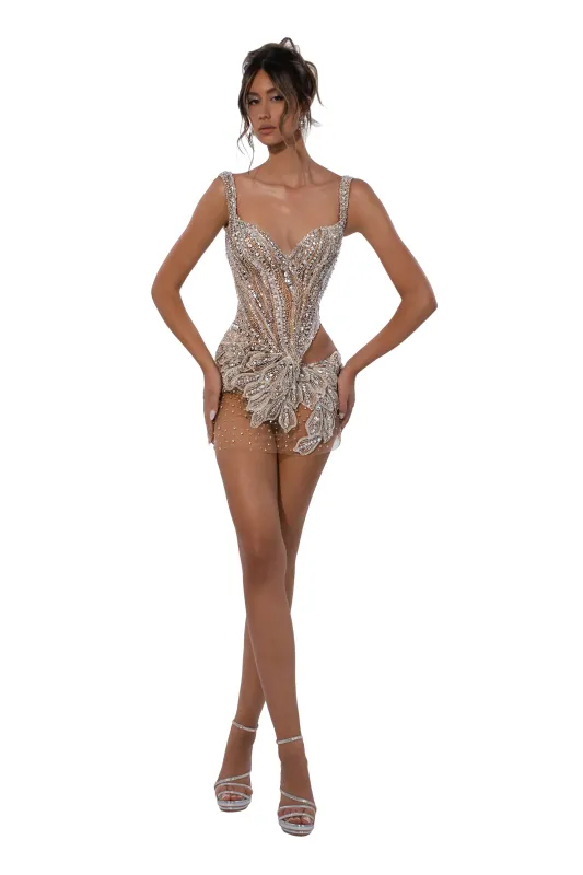 Silver Sculpted Cut-Out Dress made by Albina Dyla