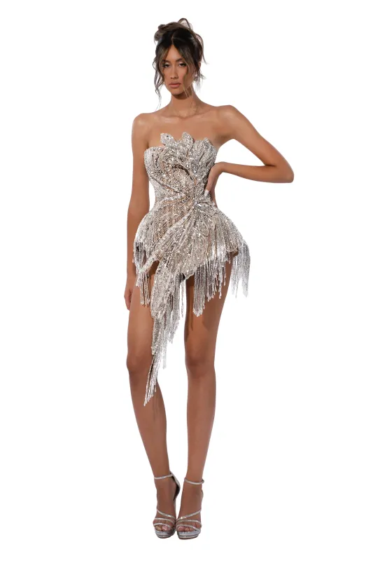 Silver Leaf Fringe Corset made by Albina Dyla