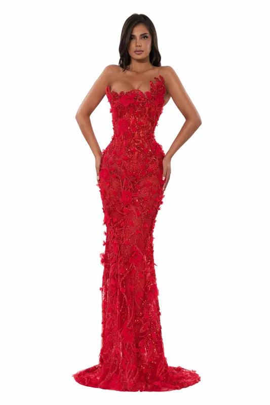Floral Strapless Gown (US Edition) made by Albina Dyla