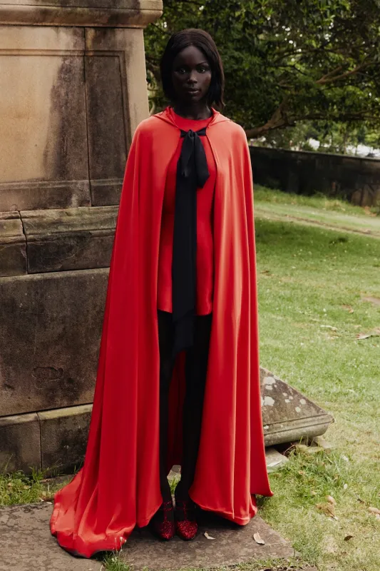Riding Cape in Red silk made by macgraw