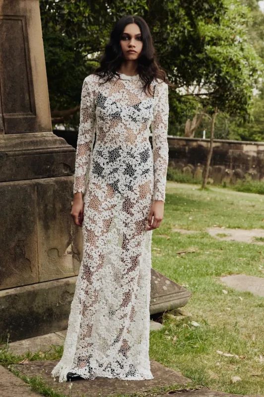 Cavalleri Dress in white cotton lace made by macgraw