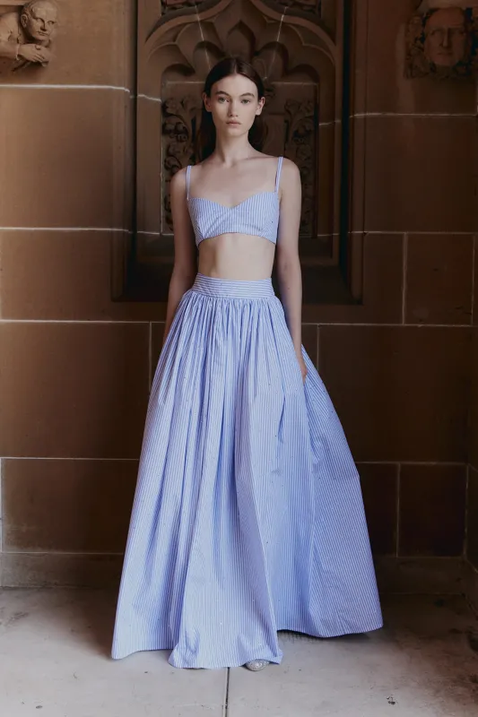 Literature Skirt in Blue and white stripe made by macgraw
