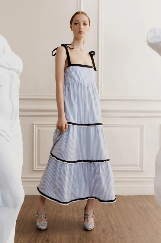 Lulu Dress in Blue stripe sold by macgraw