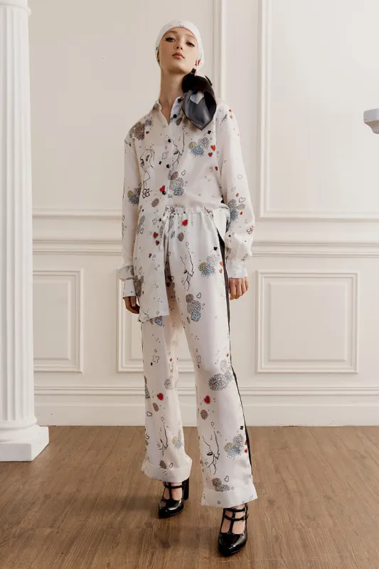 Rhythmic Trouser in white print made by macgraw