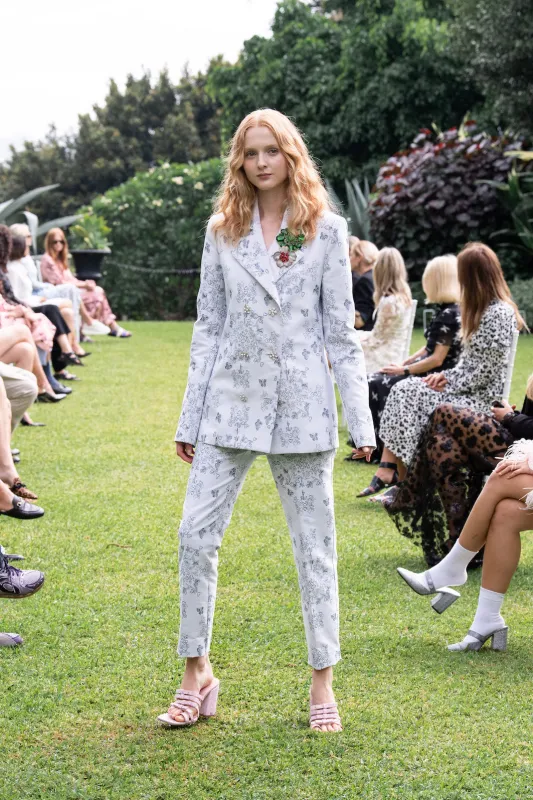 Non Chalant Trouser in Porcelain Jacquard made by macgraw