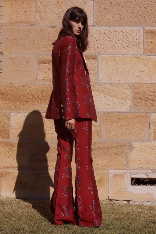 Circa 72 Trouser in wine rose jacquard made by macgraw
