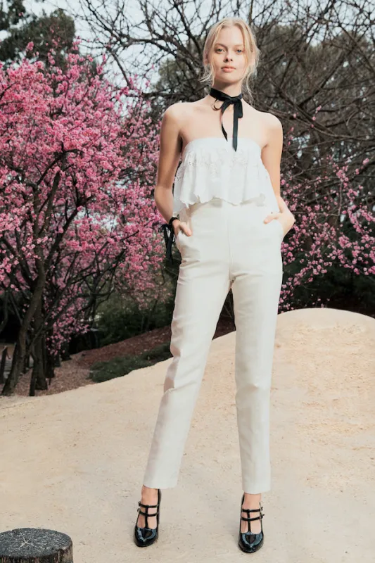 Non Chalant Trouser in ivory silk wool sold by macgraw