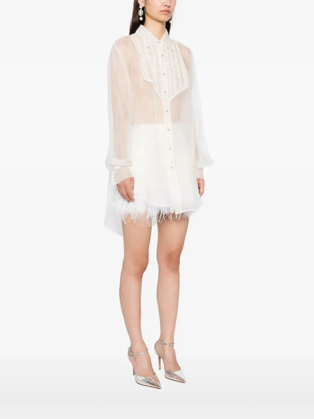 Tuxedo Sheer Blouse in Ivory Silk organza sold by macgraw product image thumbnail 3