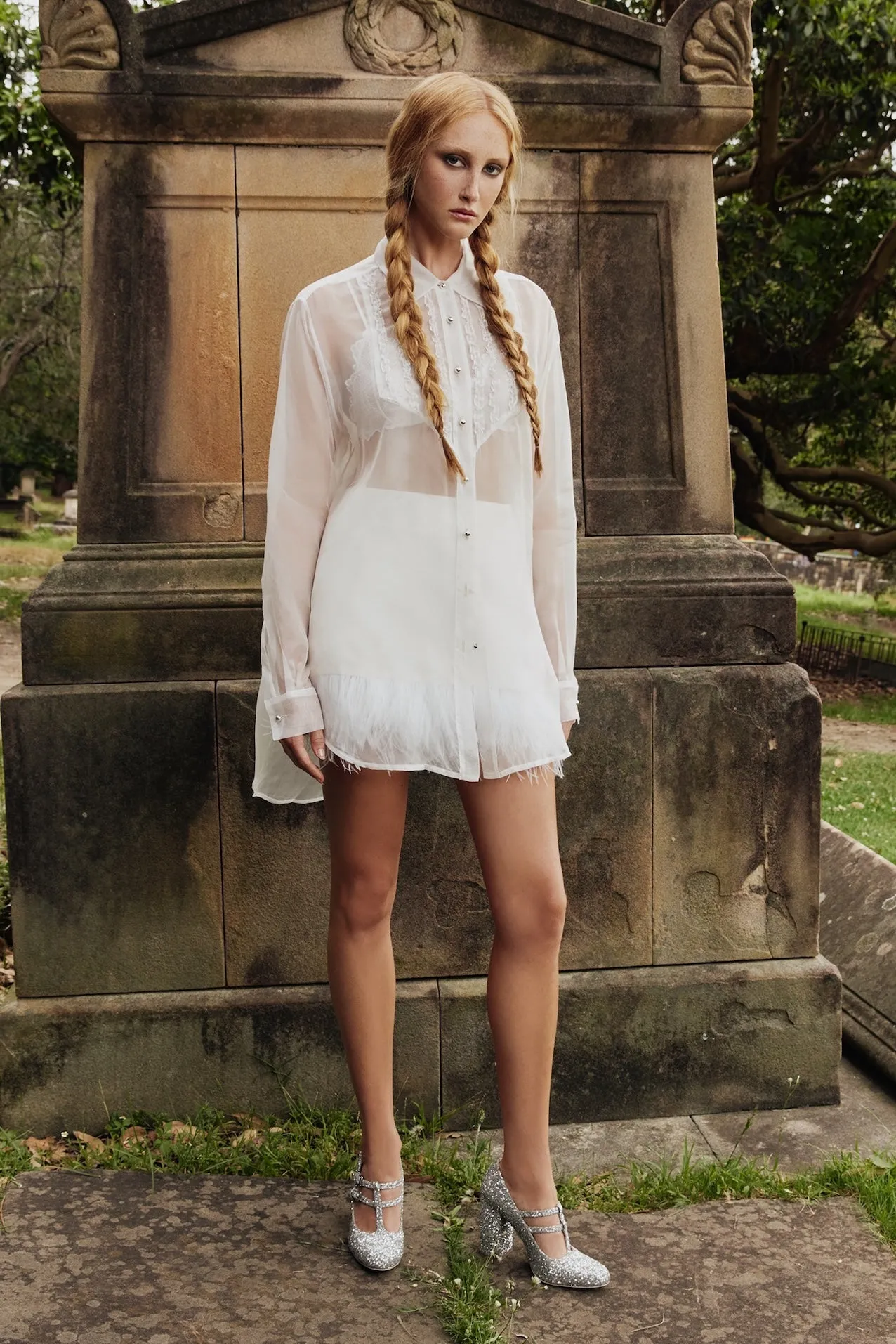 Tuxedo Sheer Blouse in Ivory Silk organza sold by macgraw product image thumbnail 2