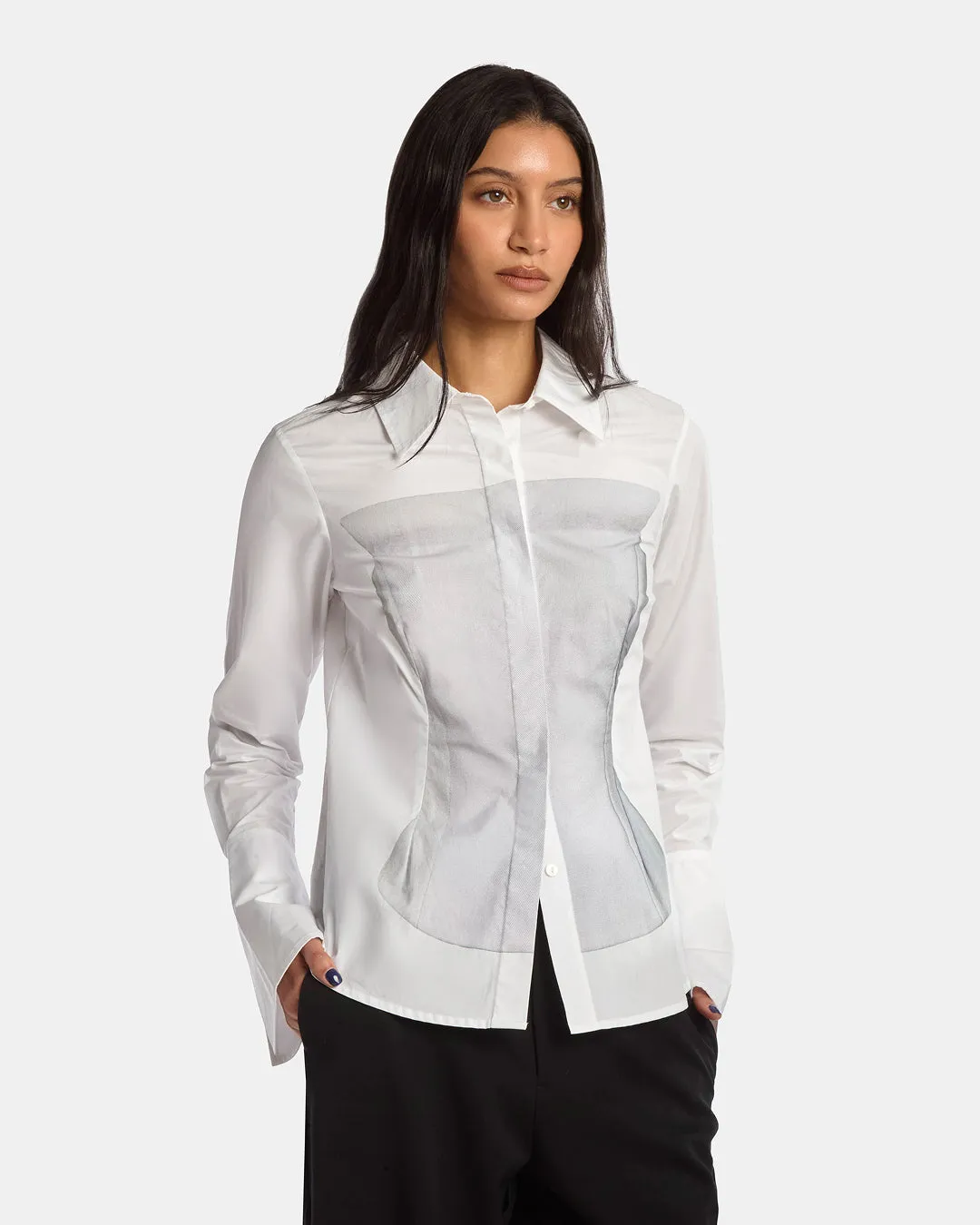 Illusion Print Corset Button Down sold by Kate Barton product image thumbnail 5