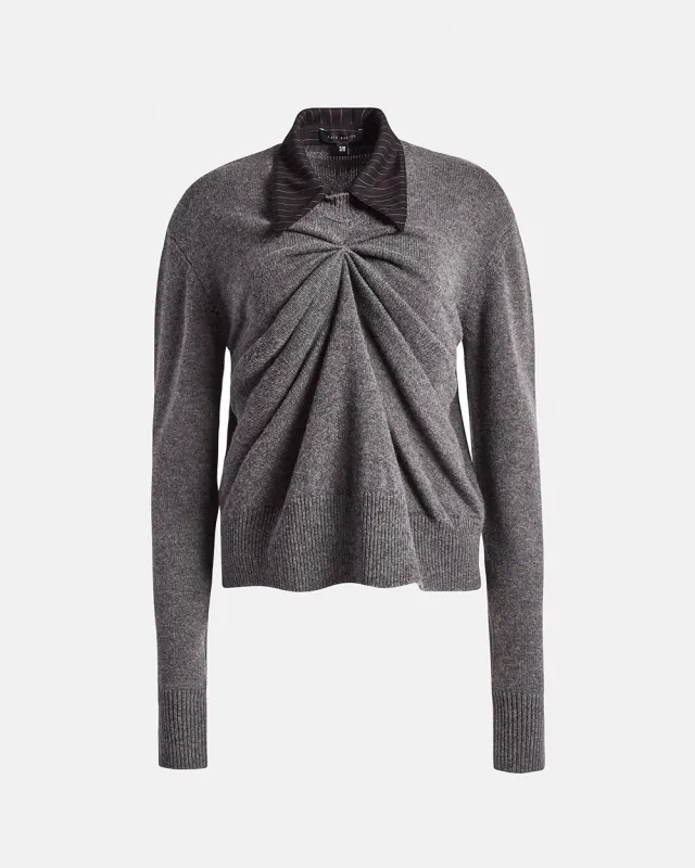 Pinched Crewneck Sweater w Collar made by Kate Barton