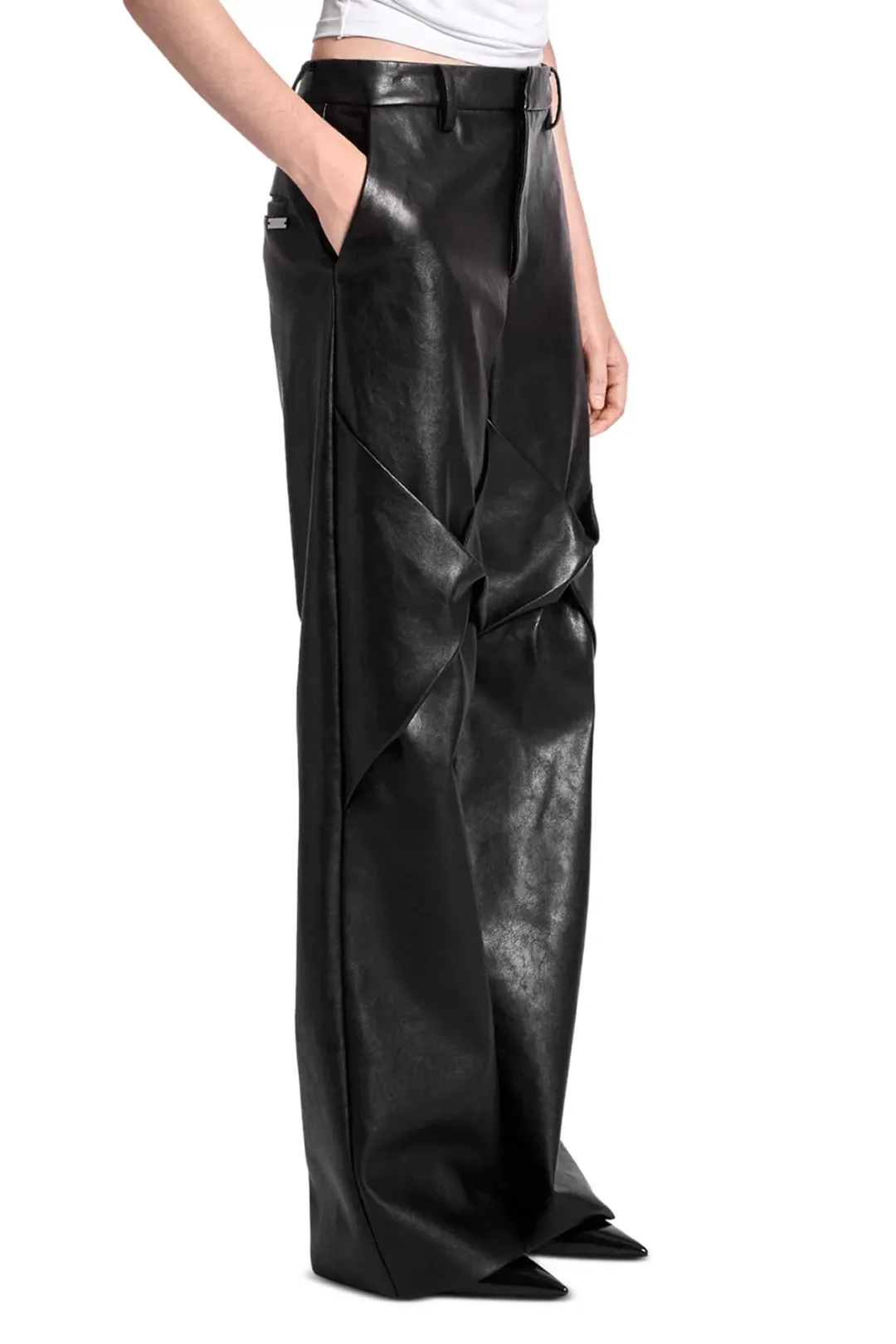 Draped Knee High Rise Leather Pants sold by Kate Barton product image thumbnail 5