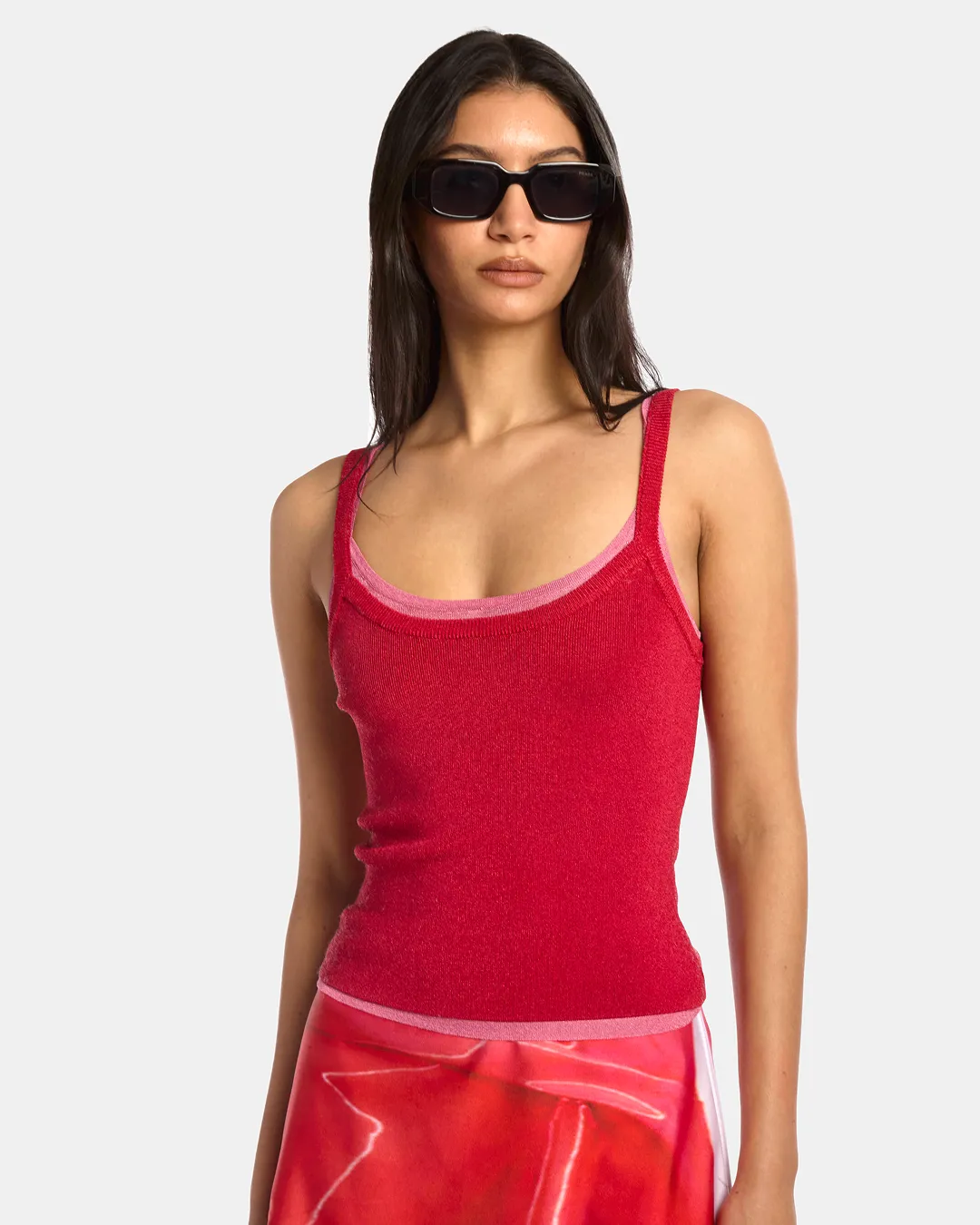 Metallic Knit Layered Tank Top sold by Kate Barton product image thumbnail 3