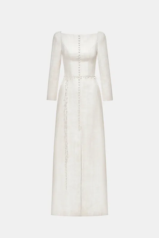 Ivory Brocade Split Dress sold by Montsand