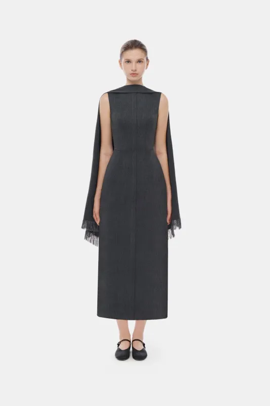 Grey Tailored Scarf Midi Dress made by Montsand