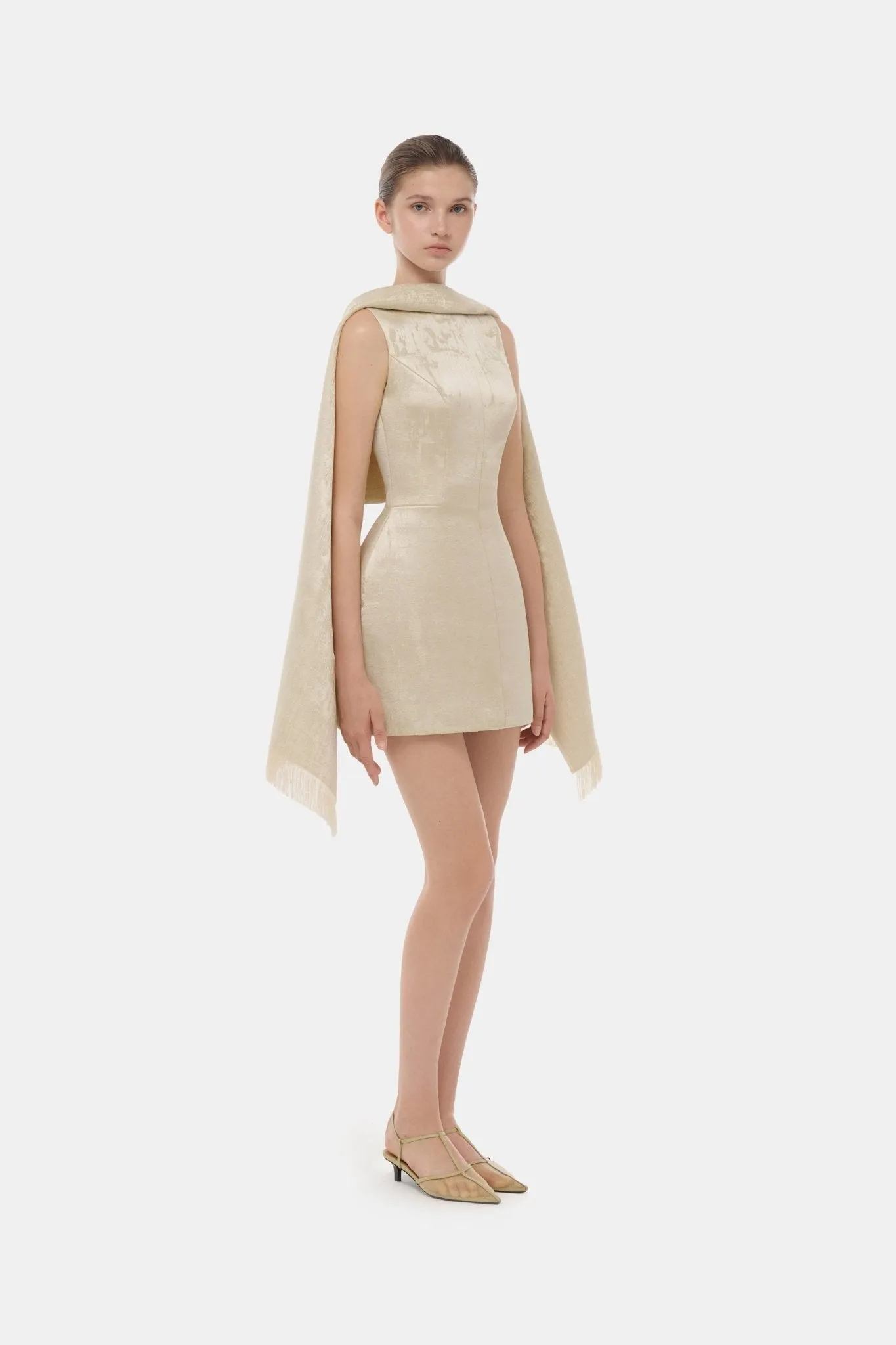Gold Tailored Scarf Mini Dress sold by Montsand product image thumbnail 4